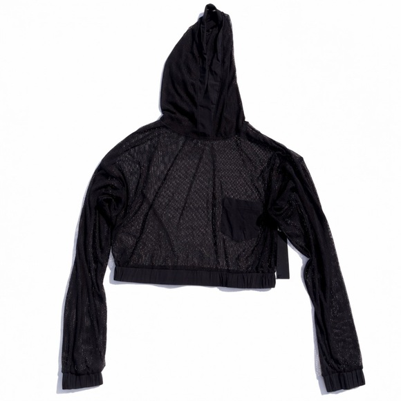 Mono B Tops - Mono B Black Mesh Cropped Hoodie – NWT – Size Medium